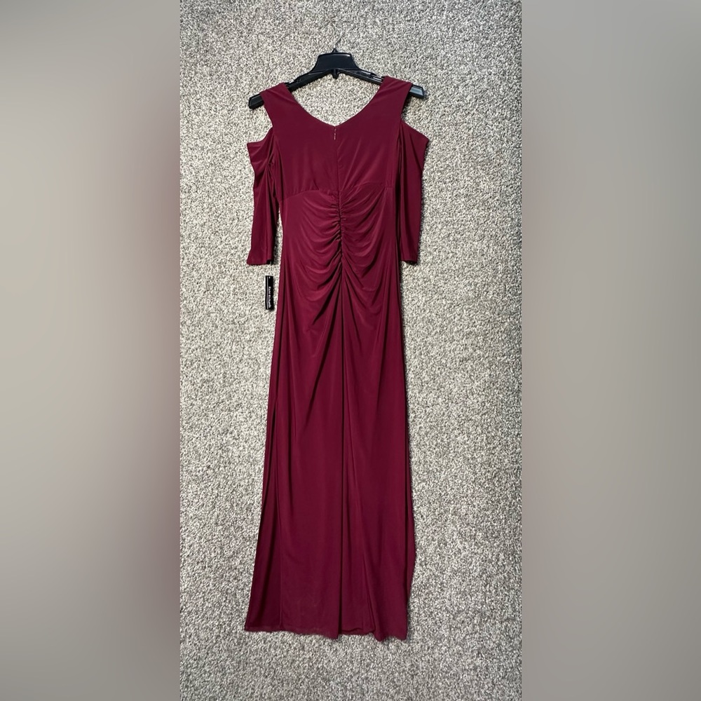 NWT R&M Richards Long Empire Waist Chiffon Gown w/ Cowl Bodice Size 10 - Picture 5 of 6